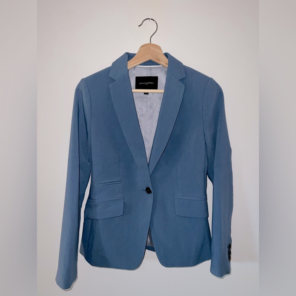 Banana Republic Blue w/ Grey Wool Accents Blazer Coat